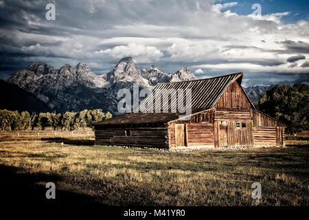 Le Thomas Moulton barn sur Mormon row près de Grand Teton National Park. Le Wyoming. Banque D'Images