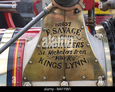 Plaque de décideurs sur un moteur à vapeur de Lincoln et vintage rally Banque D'Images