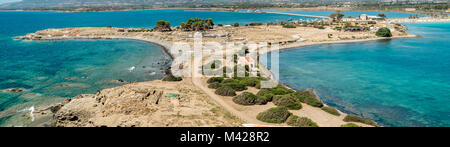 Vue panoramique sur l'ancien site romain de Nora. Pula, Cagliari, Sardaigne, Italie. Banque D'Images