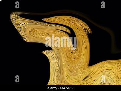 Or foncé liquide en arrière-plan. Texture marbrée. Résumé fond doré. Stock. Style de peinture à l'huile. Aquarelle Dessin à la main. Banque D'Images