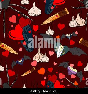 Modèle sans couture avec vampires thème pour le jour de Valentine Illustration de Vecteur