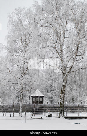 Auschwitz, Malopolskie / Pologne - 04 févr. 2018 : Auschwitz Birkenau, camp de concentration et d'extermination nazis. Banque D'Images