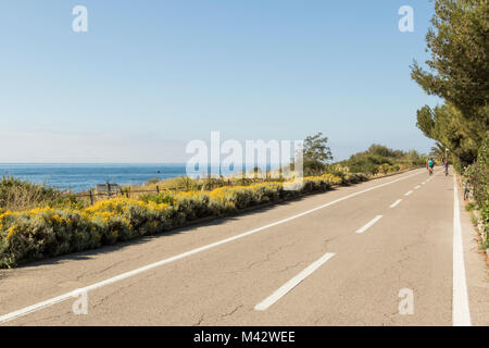 Ligurie, Italie. La piste cyclable d'azur à vélo Banque D'Images