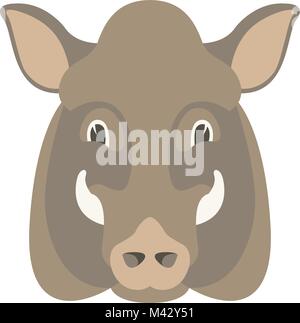 Wild Boar face vector illustration style plat recto Illustration de Vecteur