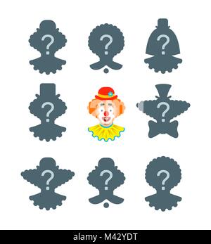 Trouver l'ombre pour l'éducation jeu de puzzle. Associer le bon silhouette de funny face de clown. Test visuel pour les enfants d'âge préscolaire Illustration de Vecteur