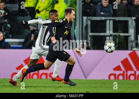 Turin, Italie. 13 février 2018. Au cours de la Ligue des Champions, match de football entre la Juventus et Tottenham Hotspur à Allianz Stadium le 13 février 2018 à Turin, Italie. Crédit : FABIO ANNEMASSE/Alamy Live News Banque D'Images