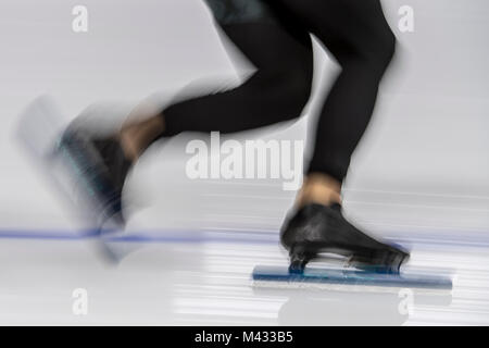 Pyeongchang, Corée du Sud. 14 Février, 2018. Vue générale, le patinage de vitesse, les hommes les 1.500m, Jeux Olympiques d'hiver 2018 de PyeongChang, Corée du Sud, l'Ovale de Gangneung le 13 février 2018. Credit : Enrico Calderoni/AFLO SPORT/Alamy Live News Banque D'Images