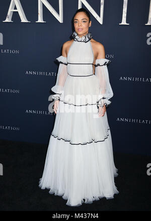 Los Angeles, USA. Feb 13, 2018. Tessa Thompson 42 arrive à la première de Paramount Pictures' 'anéantissement' au Regency Village Theatre le 13 février 2018 à Westwood, en Californie. Credit : Tsuni / USA/Alamy Live News Banque D'Images