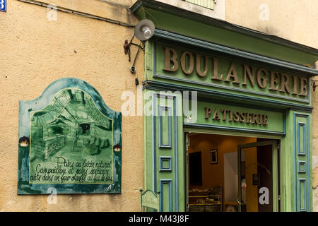 Entrée d'une boulangerie & patisserie, L'Isle sur la Sorgue, Vaucluse, PACA, France Banque D'Images
