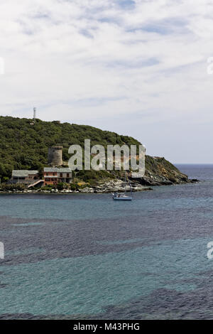 Marine de Meria, restauré tour génoise, Corse Banque D'Images
