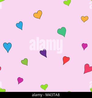 Vecteur chaotique doodle couleur transparente - motif coeurs pour la Saint-Valentin Illustration de Vecteur