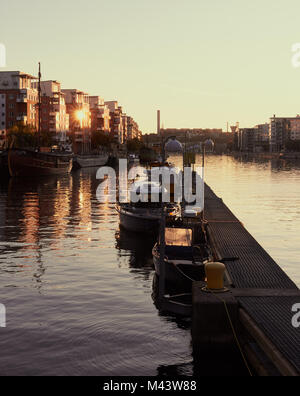 Hammarby Sjostad eco quartier un pionnier dans le développement durable, le lac Hammarby, Stockholm, Suède, Scandinavie. Banque D'Images