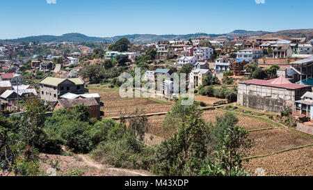 Vue sur Ville Ambositra, Madagascar Banque D'Images