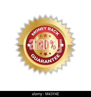 De l'argent avec garantie de 100 pour cent de l'étiquette d'or joint autocollant Icône isolé Illustration de Vecteur