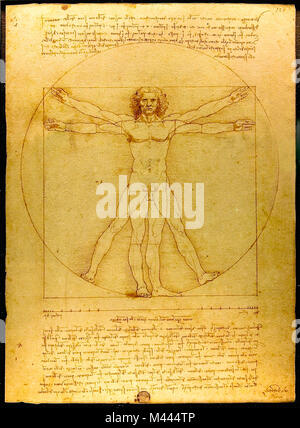 Léonard de Vinci, l'homme de Vitruve (c. 1485) Banque D'Images