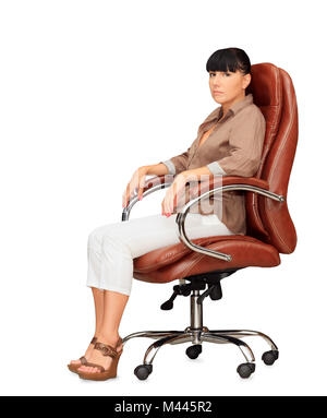 Woman sitting in office chair Banque D'Images