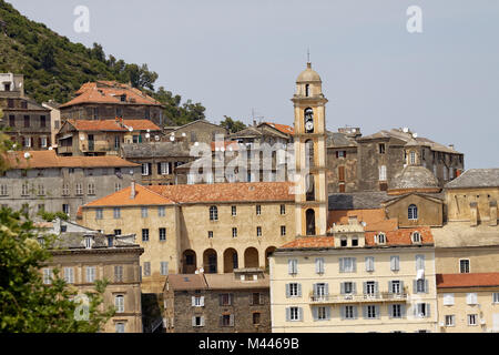 Village de Cervione, Cathédrale, St Erasme, Corse Banque D'Images