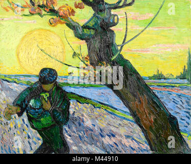 Le Semeur et soleil couchant, par Van Gogh Banque D'Images