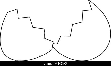 Les dessins au trait noir et blanc de la coquille des œufs cassés affiche l'icône. Illustration de Vecteur