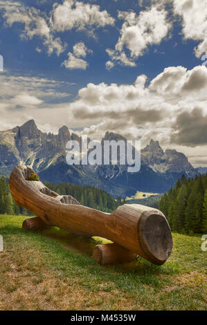 Bois sculpté, Pale di San Martino Dolomites, San Martino di Castrozza, province de Trento, Trentino Alto Adige, Italie, Europe Banque D'Images