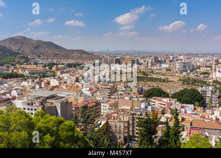 Vue sur la ville de Carthagène du Château de la conception, de l'Espagne. Banque D'Images