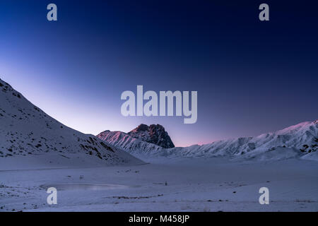 Coucher du soleil, le Gran Sasso d'Italia, Campo Imperatore, province de Teramo, Abruzzes, Italie, Europe Banque D'Images