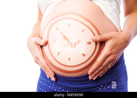 Image composite de pregnant woman holding her bump Banque D'Images