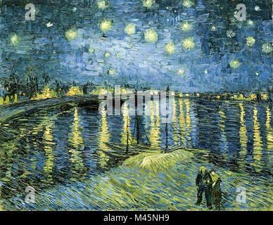 Nuit étoilée sur le Rhône, 1888 par Van Gogh Banque D'Images