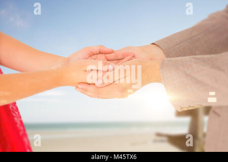 Image composite de hipster couple main dans la main Banque D'Images