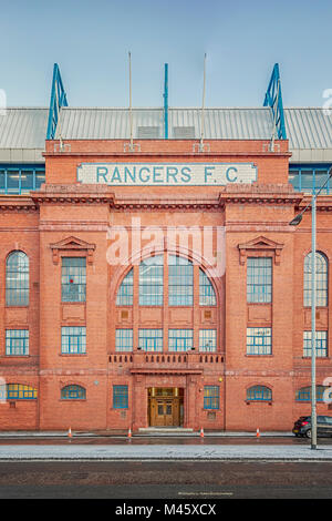 GLASGOW, ÉCOSSE - 17 janvier 2018 : une vue sur le célèbre stade Ibrox qui est le foyer de Rangers Football Club. Banque D'Images