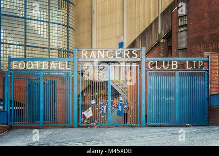 GLASGOW, ÉCOSSE - 17 janvier 2018 : une vue sur le célèbre stade Ibrox qui est le foyer de Rangers Football Club. Banque D'Images