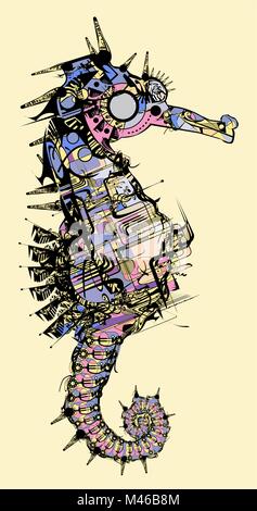 Vector illustration d'un dessin d'hippocampes stylisés Illustration de Vecteur