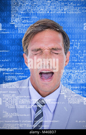 Composite image of businessman avoir un mal de tête Banque D'Images