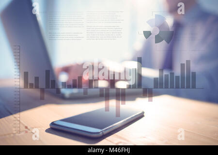 Image composite de l'interface d'affaires avec des graphiques et des données Banque D'Images