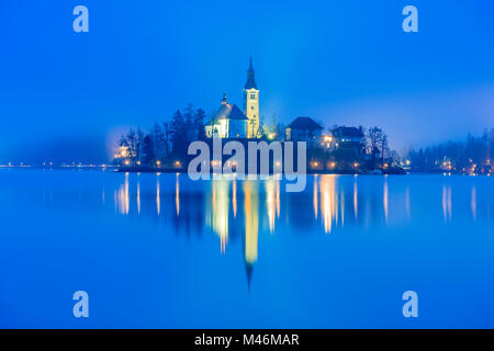 Église San Martino sur le lac de Bled, Bled, Slovénie Europe Banque D'Images