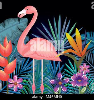 Jardin tropicales et exotiques avec vector illustration design flamand Illustration de Vecteur