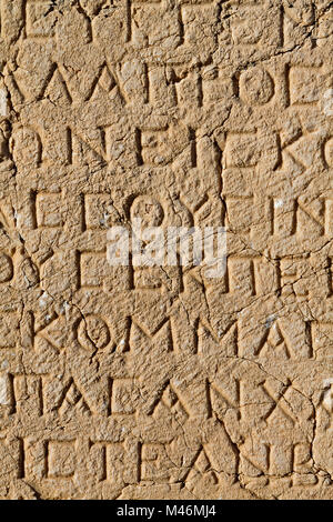 Inscriptions en grec, la montagne Nemrut Adiyaman, Turquie. Banque D'Images