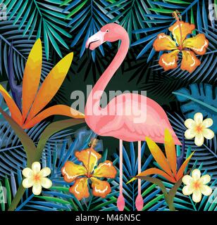 Jardin tropicales et exotiques avec vector illustration design flamand Illustration de Vecteur