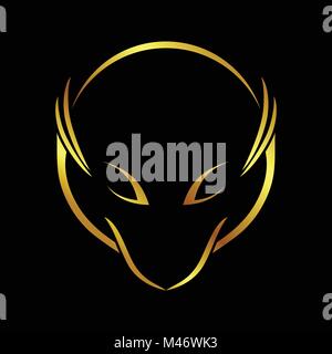 Résumé Fox Gold Line Lignes Vector Art Graphique Conception Logo Emblème Symbole Illustration de Vecteur