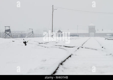 Auschwitz, Malopolskie / Pologne - 04 févr. 2018 : Auschwitz Birkenau, camp de concentration et d'extermination nazis. Banque D'Images