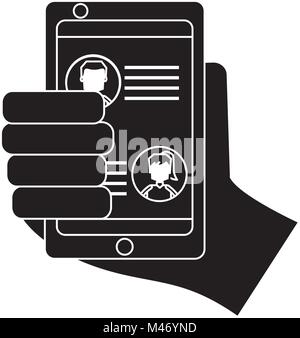 Hand holding smartphone dans l'écran des messages de discussion Illustration de Vecteur
