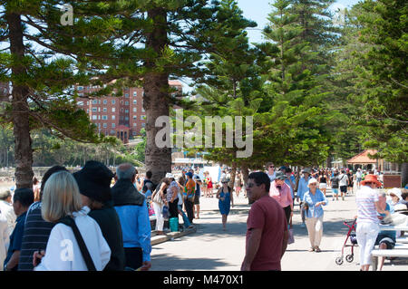 Les piétons sur l'Esplanade à Manly Banque D'Images