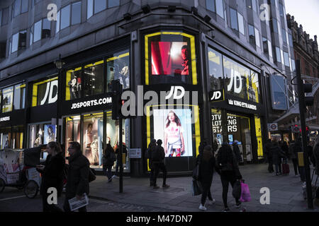 Londres, Royaume-Uni. 30Th Jan, 2018. Magasin de sport JD vu à Londres célèbre Oxford Street. Le centre de Londres est une des plus belles attractions touristiques pour les personnes dont les prêts à acheter et profiter de la variété de marques dans le monde entier et célèbre. Credit : Rahman Hassani/SOPA/ZUMA/Alamy Fil Live News Banque D'Images