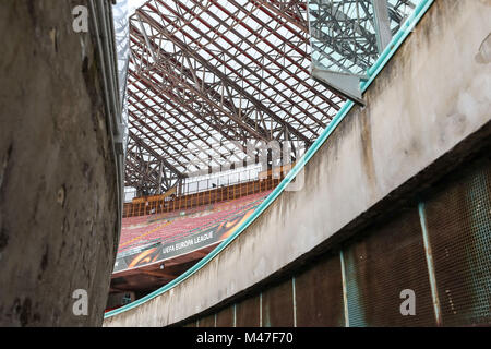 Ligue Europa les logos sont sur l'affichage avant l'Europa League match de football SSC Napoli vs RB Leipzig au Stadio San Paolo, Naples, Italie, 14 février 2018. Photo : Jan Woitas/dpa-Zentralbild/dpa Banque D'Images