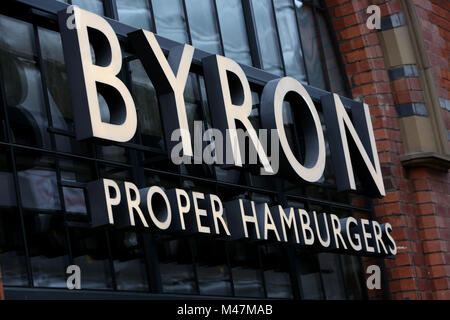 Vues générales de Byron Bon Hamburgers restaurant à Leeds, West Yorkshire, Royaume-Uni. Banque D'Images