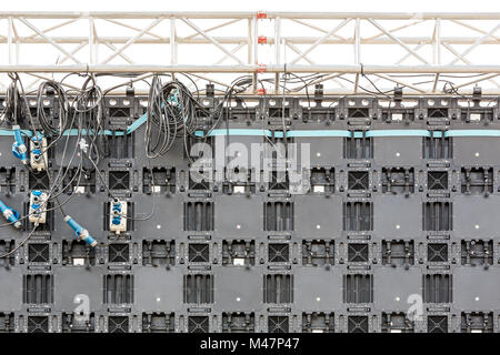 Vue arrière du grand écran LED panneaux sur backstage Banque D'Images