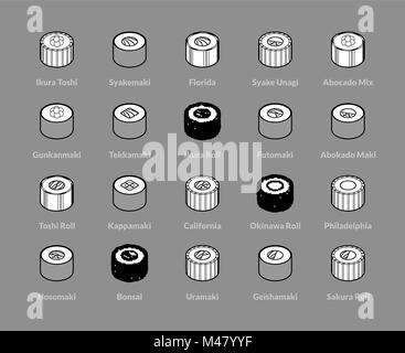 Grandes lignes isométriques icons set Illustration de Vecteur