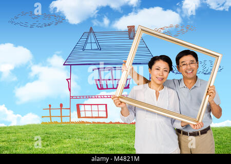 Image composite de l'older asian couple avec cadre Banque D'Images