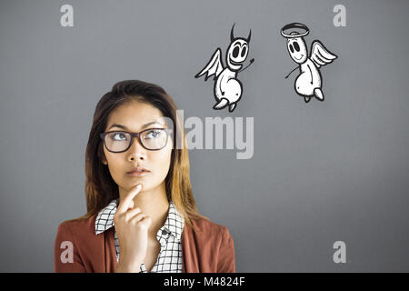 Composite image of businesswoman with eyeglasses Banque D'Images