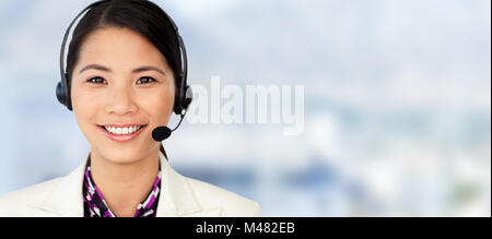 Composite image of female engineer smiling at the camera Banque D'Images